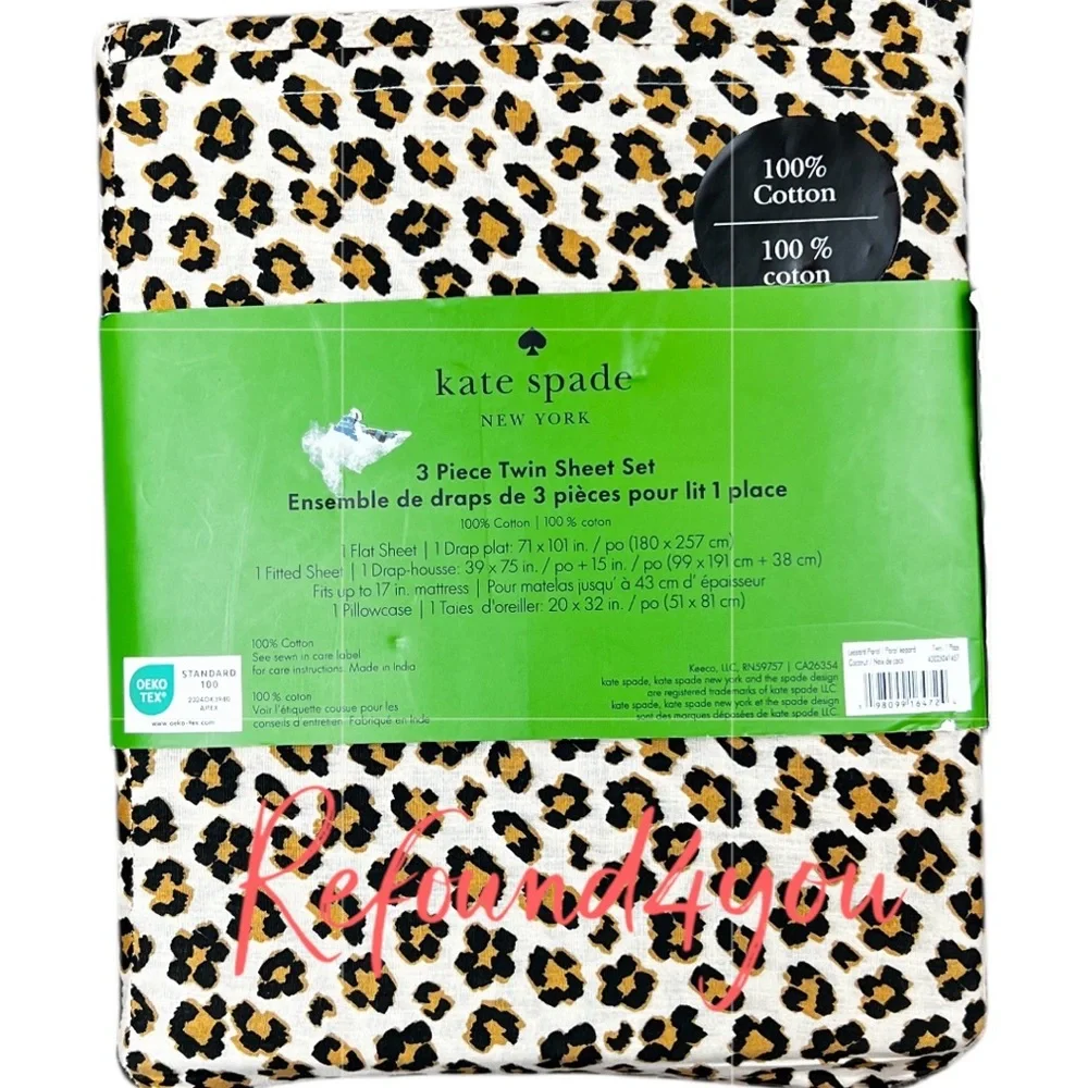 Kate Spade - ‘Leopard’ Twin Sheet Set. NWT Firm! Last one!